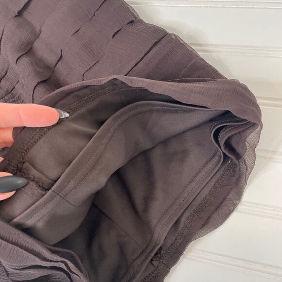 TADASHI SHOJI Brown Ruched Off-Shoulder Silk Sleeveless Midi Bodycon Dress Sze 4 - Picture 8 of 10